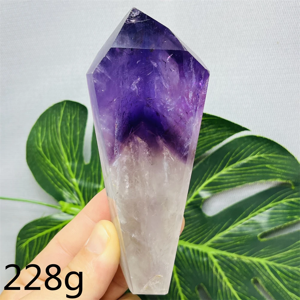 Gemme naturelle améthyste sceptre bicolore polie à la main décoration de pièce de maison énergie guérison sorcellerie autels Prrayer spirituel