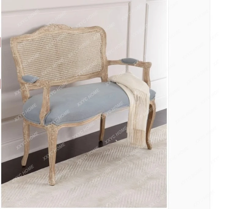 كرسي مزدوج كلاسيكي من الخشب الصلب كرسي من الخيزران كرسي استوديو بذراعين #1