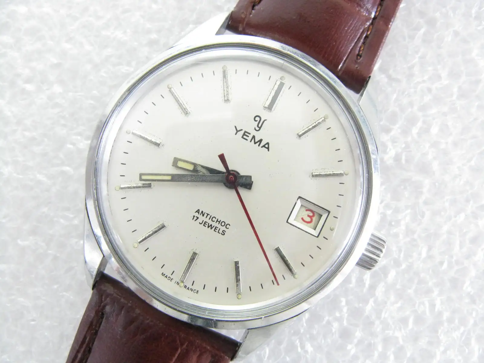 1980s French YEMA hand-rolled Antique mechanical calendar watch