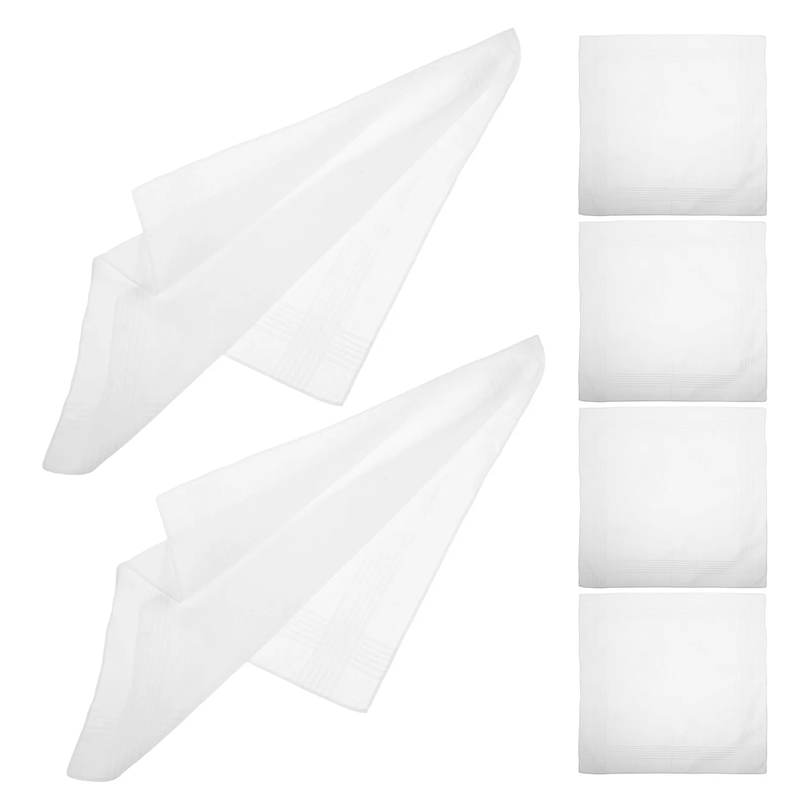 

Набор из 6 мужских белых хлопковых носовых платков с мягкими прошитыми краями, впитывающих пот, для свадьбы и праздников, роскошные декоративные карманные платки