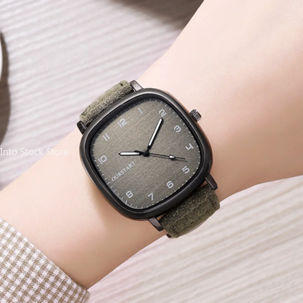 Vintage Square Dial Leather Belt Wristwatch Brand Quartz Watch Youth Student Watch Casual Fashion Men Women Gift Clock Wholesale