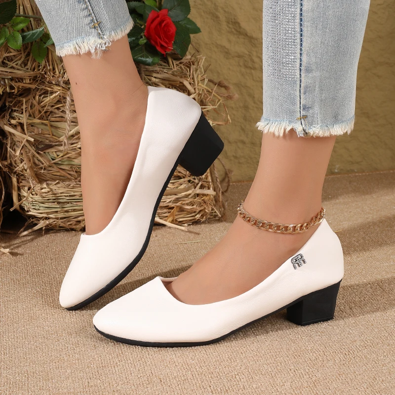 

2025 New Women's Flats, Soft Sole Slip-On Pointed Toe Low Heel Work Shoes, Classic Comfortable Pumps for Office Commuting