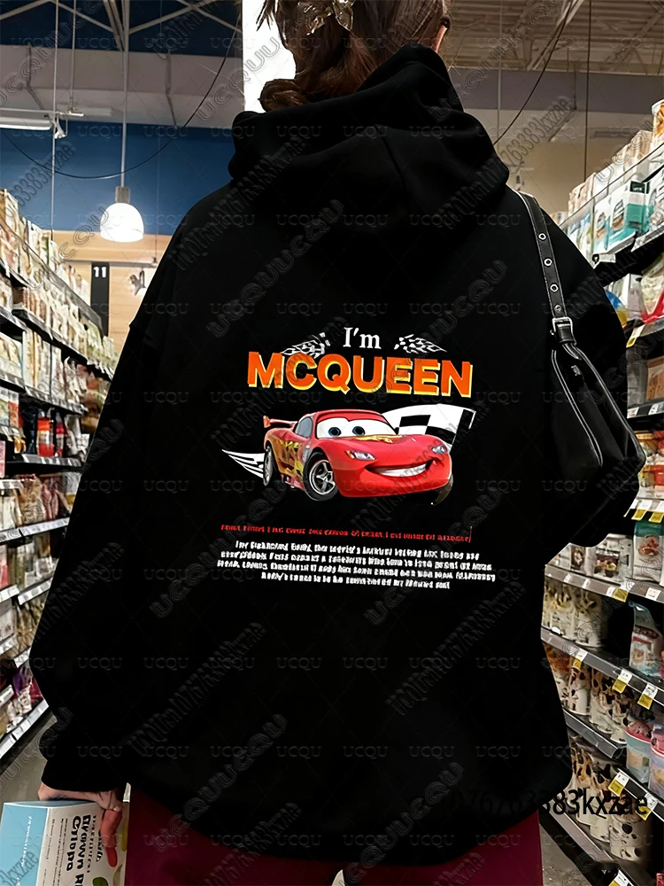 أنا البرق ماكوين وأنا سالي طباعة الأزواج هوديس للنساء الرجال سالي وماكوين الشتاء قلنسوة من القطن Y2K الشارع رداء علوي غير رسمي #3