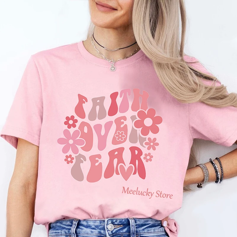 Beautiful letter print pattern summer women's T-shirt, simple and versatile, full of youthful vitality