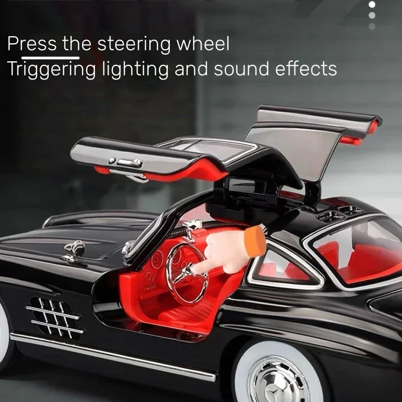 1:24 Scale Car Model Mercedes Benz 300SL Alloy Car Model Classic Vintage Diecast Metal Sound Light Collecties Childrens Toy Gift
