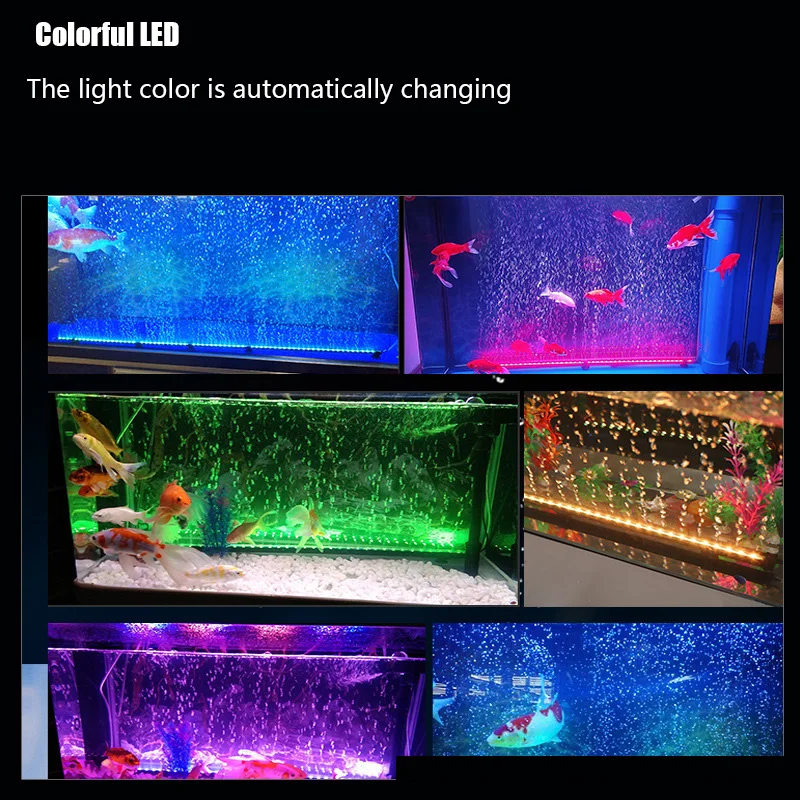 Fish Tank Air Pump + Bubble Light Aquarium Lighting LED Landscaping Light Oxygen Pump