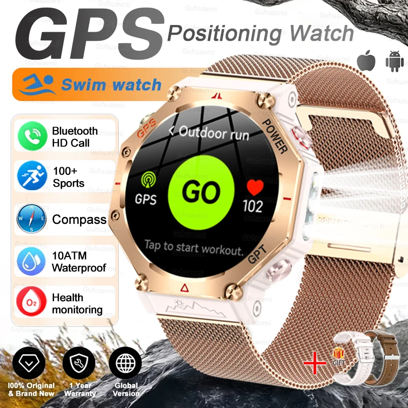 T-Rex 3 Ultra Militaire GPS Smart Watch 10 ATM Waterdicht Kompas Hoogtemeter Barometrische AMOLED Heren HD Oproep Sport Smartwatch
