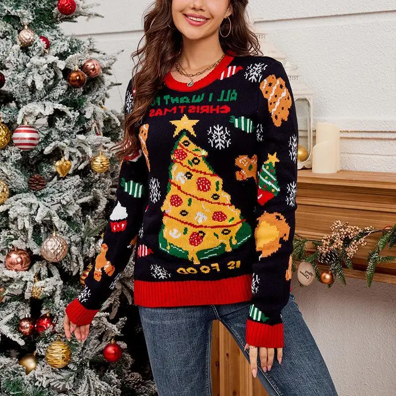 

Casual Loose Lazy Sle Cisas Tree Color Blo Sweater Women's Knittedwear Cisas Theme Flower Patterned Fce Thiened