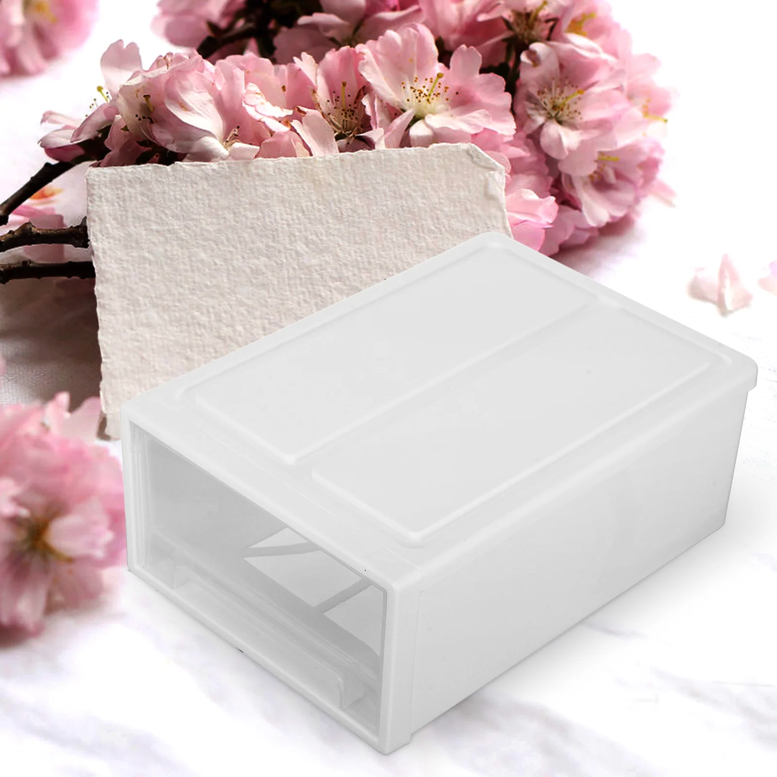 

Drawer Storage Box Desk with Drawers Clear Plastic PVC Makeup Organizer Large Capacity Compact Space-Saving Office for Cosmetics