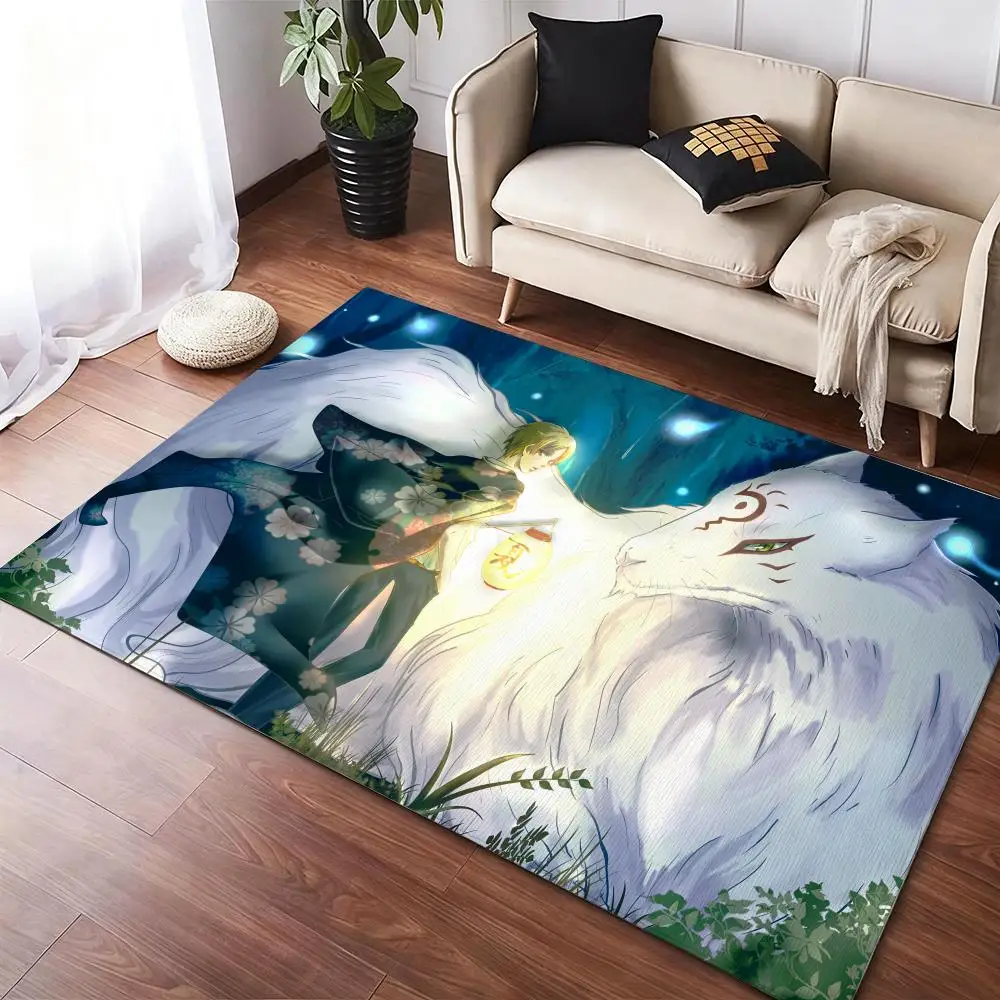 

n-Natsumes Book of Friends Floor Mat Soft Thickened Non-Slip Door Mat for Living Room Home Decor Flannel Rugs