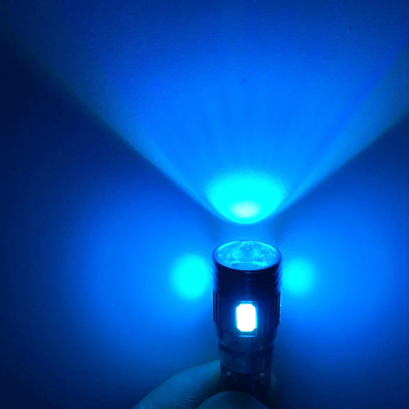 1PCS 2x Car 5W5 LED Bulb T10 W5W LED Signal Light Canbus 12V 6000K Auto Claerance Wedge Side Reverse Lamps 5630 6SMD Blue No