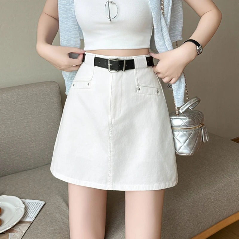 

Seoulish 2026 Summer New Women High Waist A-Line Cargo Mini Skirt with Belt Stylish Design Casual Short Mini Skirt