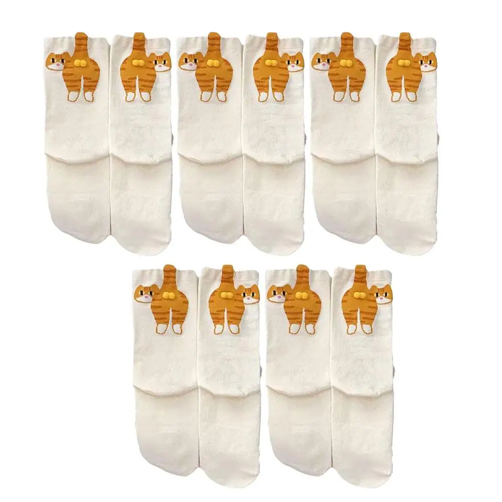 かわいい猫の卵靴下ミッドカーフ日本製ストッキング女性のための秋冬ソフト快適な吸汗性通気性カップル靴下