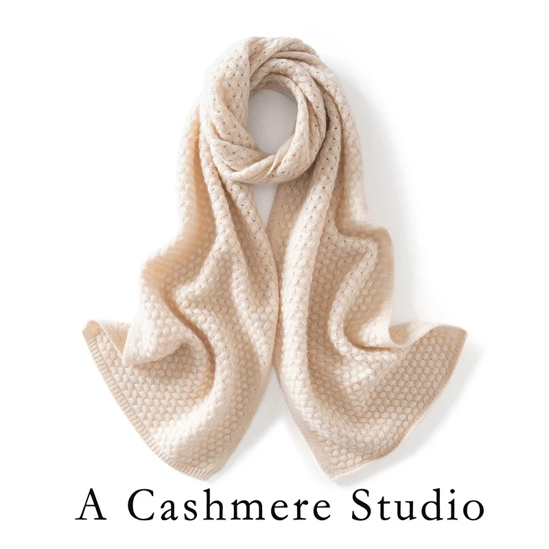 

MVLYFLRT Women's 100% Cashmere Scarf High-Quality Winter Warm Fashion Twisted Floral Yarn Air Knitted Design for Cold Weather
