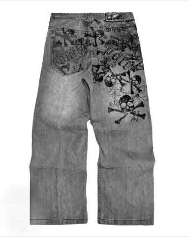 Street Fashion Hip Hop Goth Print Loose Jeans Women Harajuku Y2K Casual Oversized Couple Wide-leg Pants Punk Joker Unisex Jeans