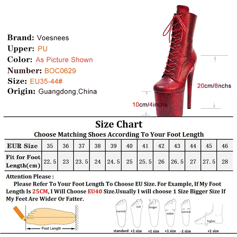 20cm/8 cali buty damskie seksowne bardzo wysokie obcasy platforma buty ze wzorem węża etap stal taniec na rurze serpentynowe botki imprezowe