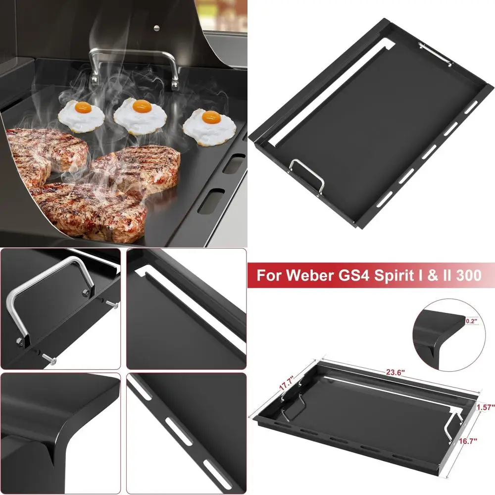 

Carbon Steel Griddle Insert for Weber Spirit 300 Series Gas Grills, Full Size Flat Top Replacement for GS4, E310, S310, S320 Mod