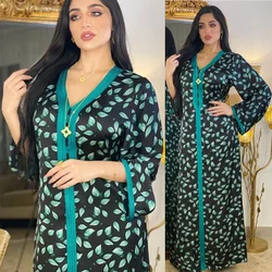 Muslim Kaftan Abaya Dress for Women Loose Gown African Print Floral Boho Dresses Turkish Islamic Clothing Ramadan Vestidos Dubai