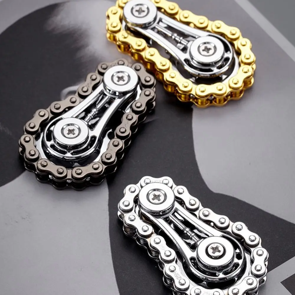 Chains Gear Fingertip Gyro Mechanical Gyroscope Fingertip Sprocket Hand Spinner Chain Gear Metal Spinning Top