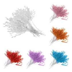 15cm 50PCs Artificial Acrylic Bead Drop Decorative Artificial Water Drop Flower Wire Stems Crystal Diamante Flower Branches Bead