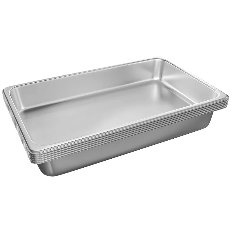 

Hotel Pans Full Size 6-Pack 4 Inch Stainless Steel Trays for Food Commercial Hotel Pan Food Containers Chafing Pans For Restaura