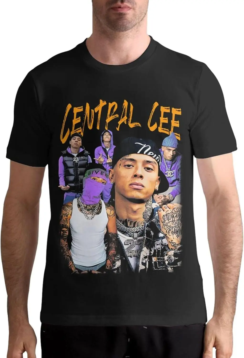 ROCK BAND. Shirt Central Rapper CEE Mens Short Sleeve T-Shirts Classic Graphic Cotton Crewneck Tee Tops