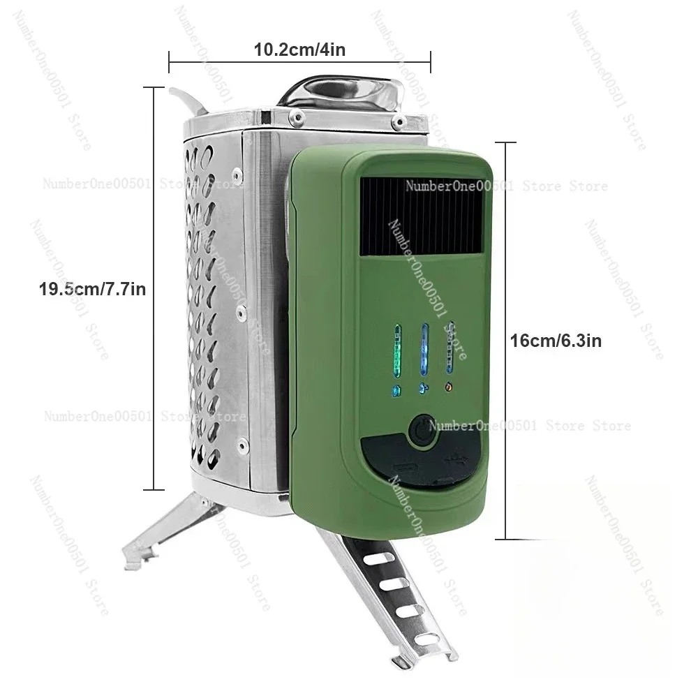 Stainless Steel Folding Wood Stove Thermoelectric Power Generator Rechargeable Portable Camping Stove for Outdoor Picnic -095
