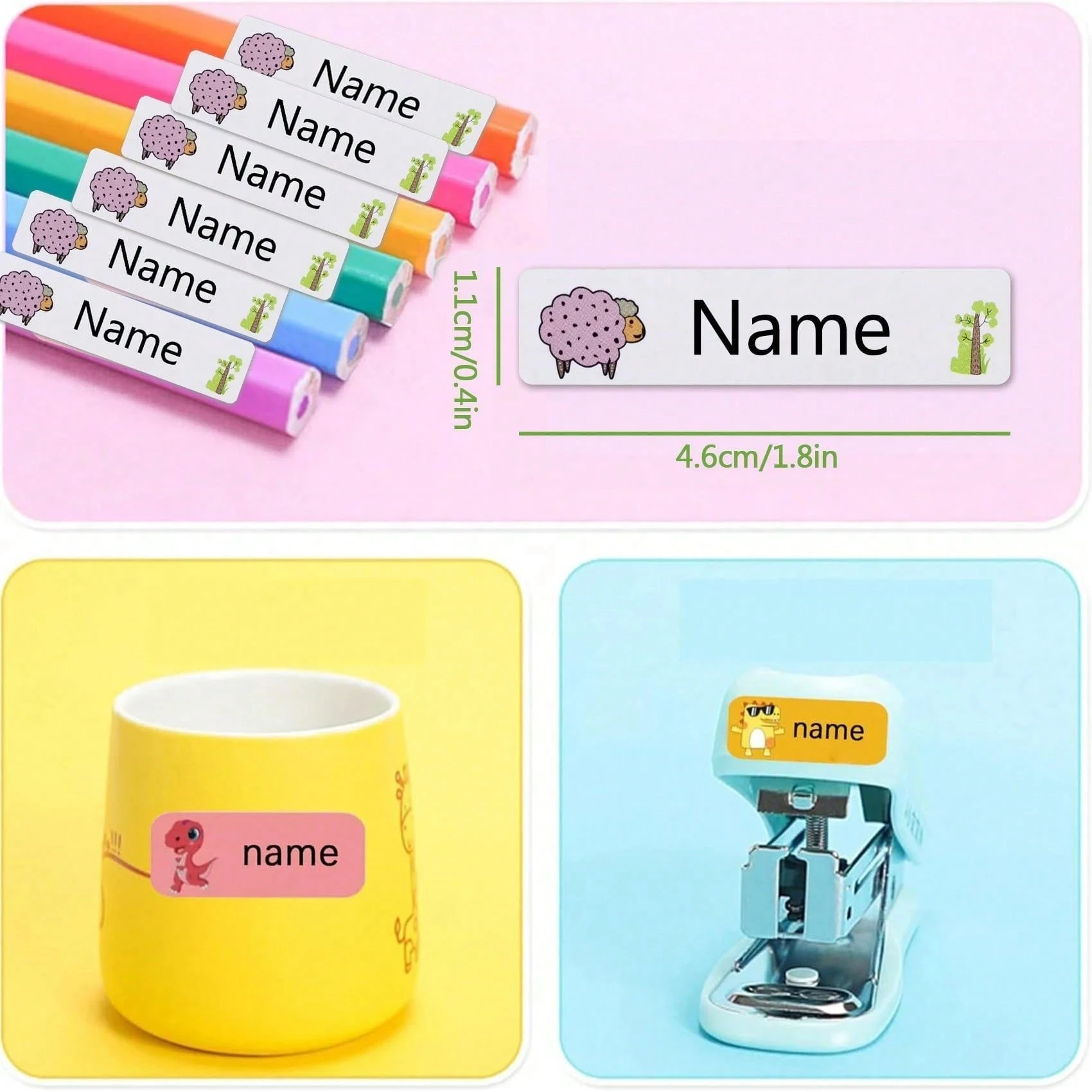 4.6*1.1 سنتيمتر ملصقات اسم مخصص مقاوم للماء ، ملصقات تسميات اسم شخصية للأطفال ، ملصقات علامات الرعاية النهارية اسم مخصص #2