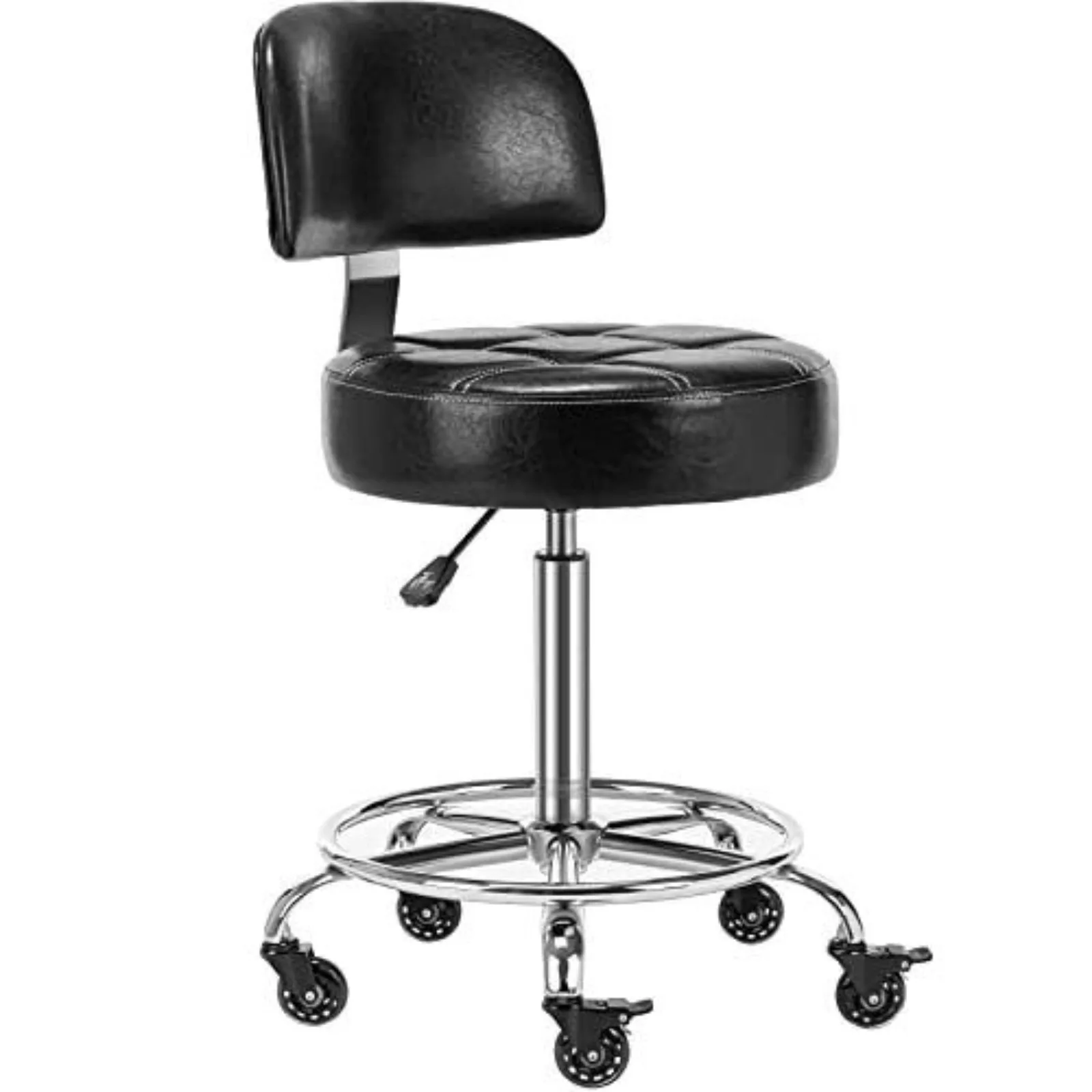 

US Lockable Stool with Back and Foot Rest, Ergonomic Rolling Hydraulic, Adjustable St, Free Shipping