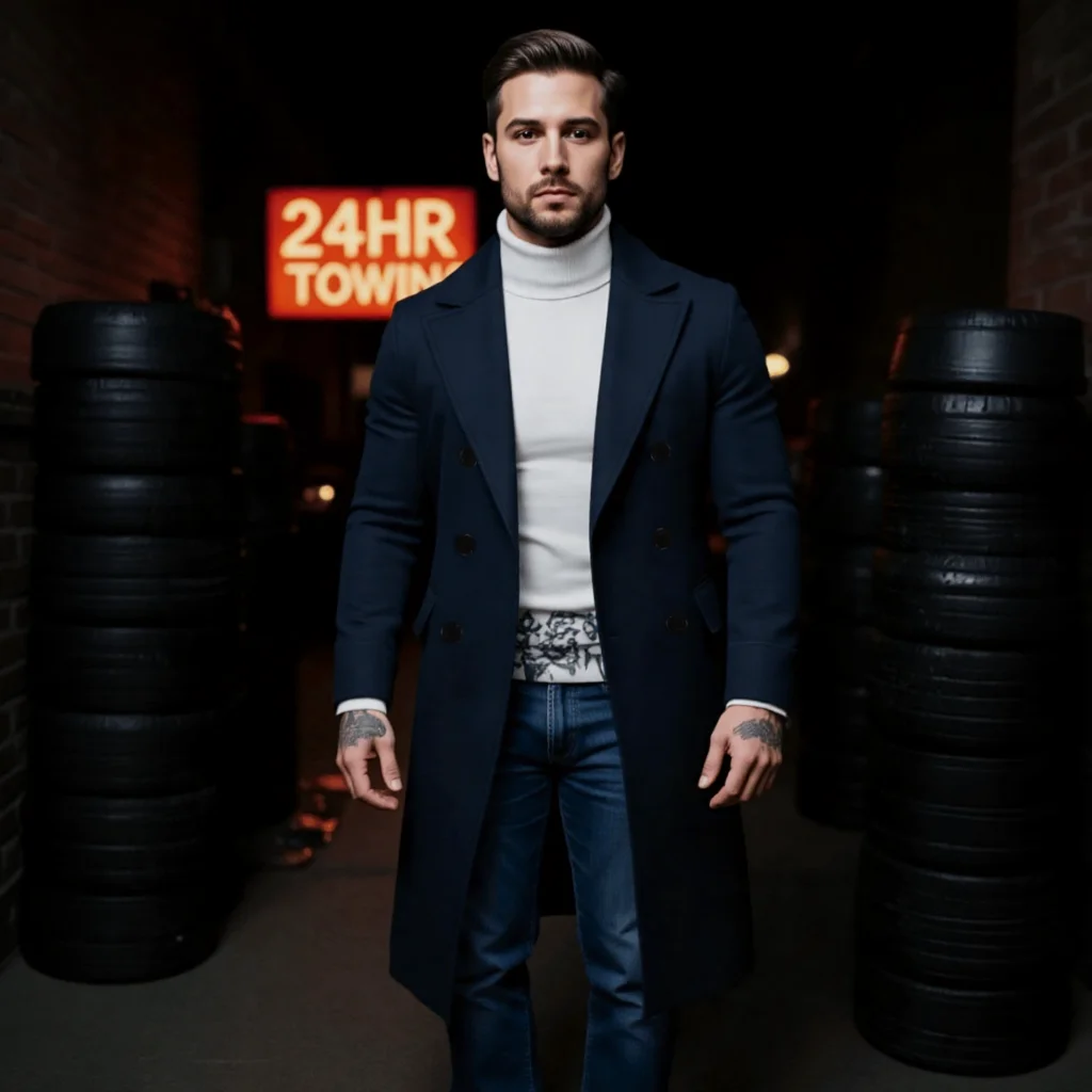 

Men's Double-Breasted Woolen Blend Overcoat Warm Lined Windproof Coat Autumn Winter Casual Wear