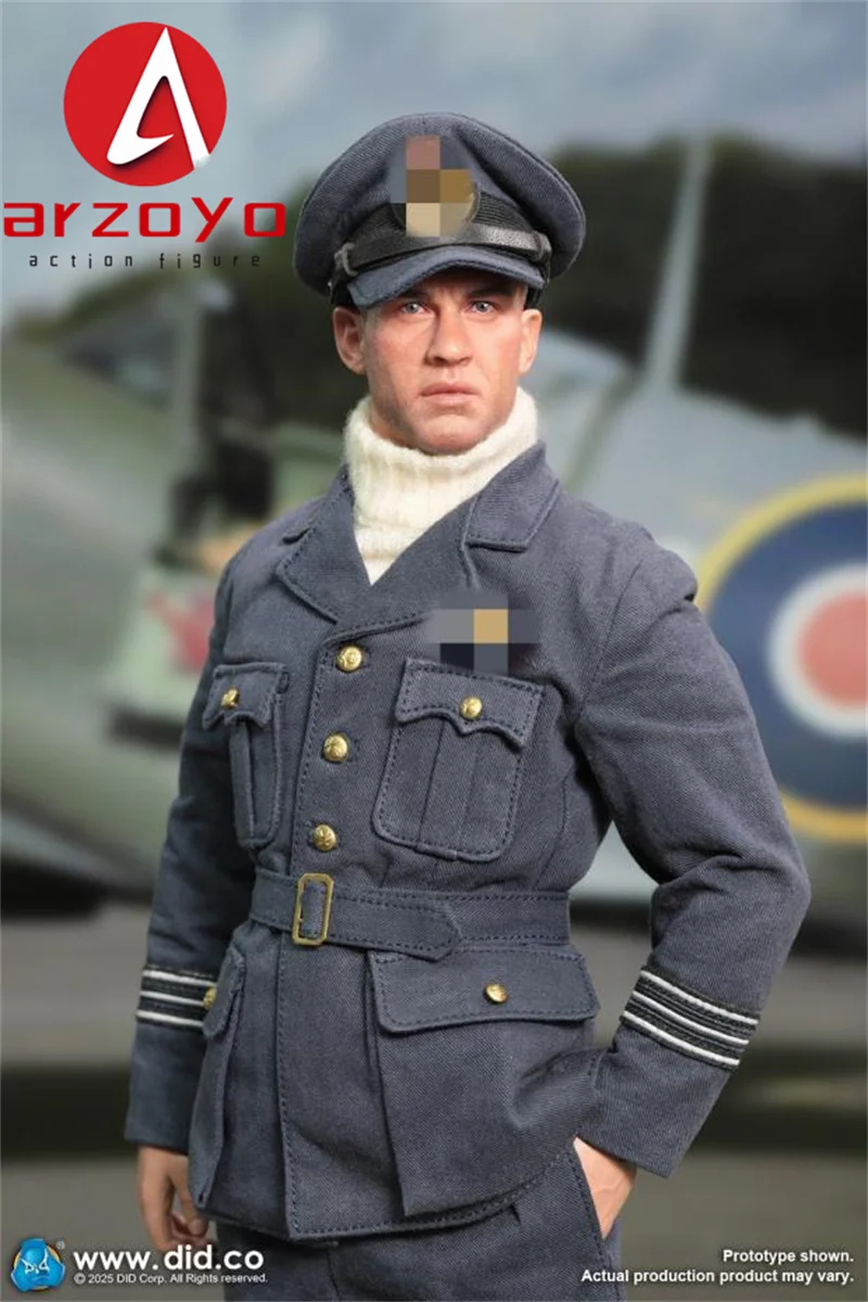 DID K80187 Figurka Akcji Męska 12'' Skala 1/6 Brytyjski Pilot Dowódca Eskadry Tom, Model Żołnierza do Kolekcji