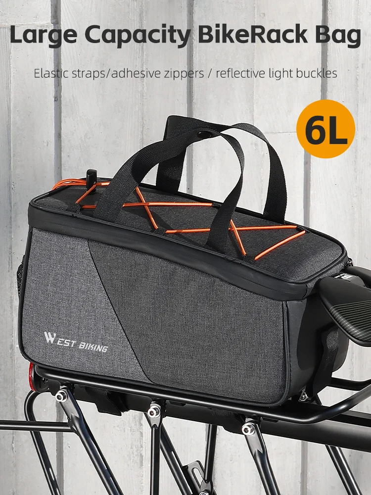 AliExpress West Biking WEST BIKING Large Capacity Bicycle Rack Bag 6L Bike Rear Seat Bag Traveling Hiking Cycling Pannier MTB Road Bike Accessories