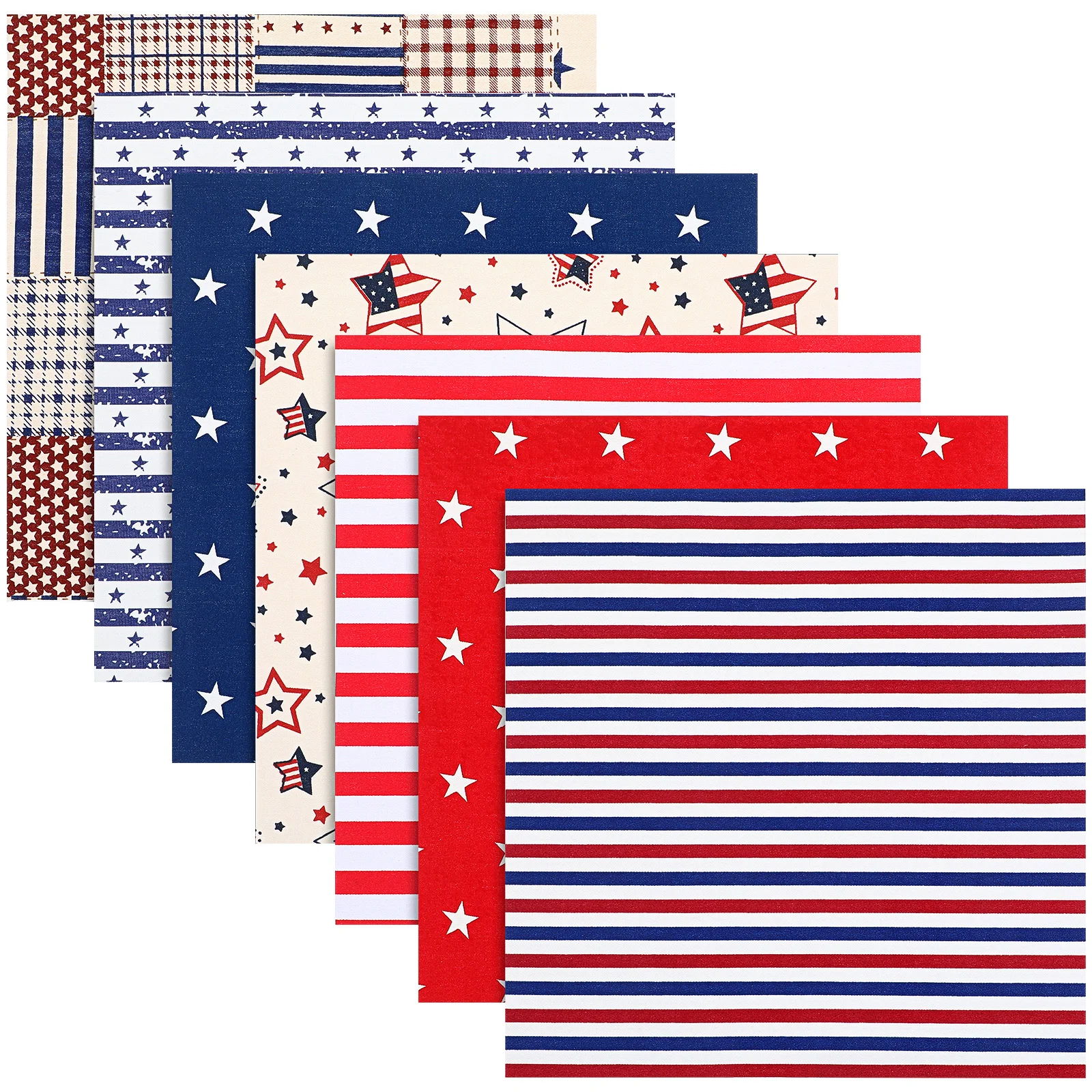 

Fabric Bundles Cotton Patriotic Fabric Squares American Flag Patchwork Cloth 7Pcs