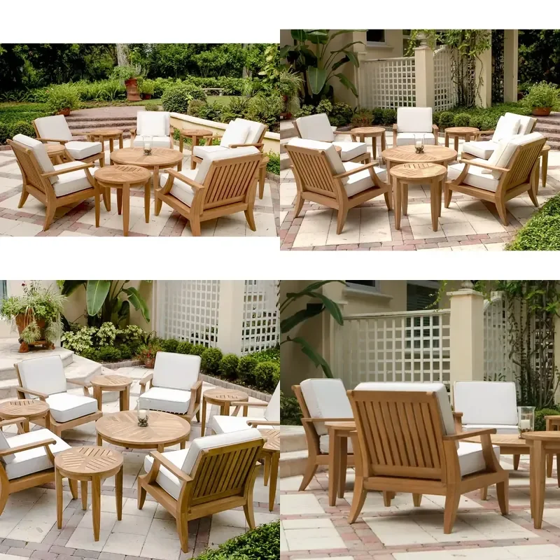 High Quality Garden Furniture Set Outdoor Teak Wood Sofa and Chair Dialogue Seating for Patio Lawn