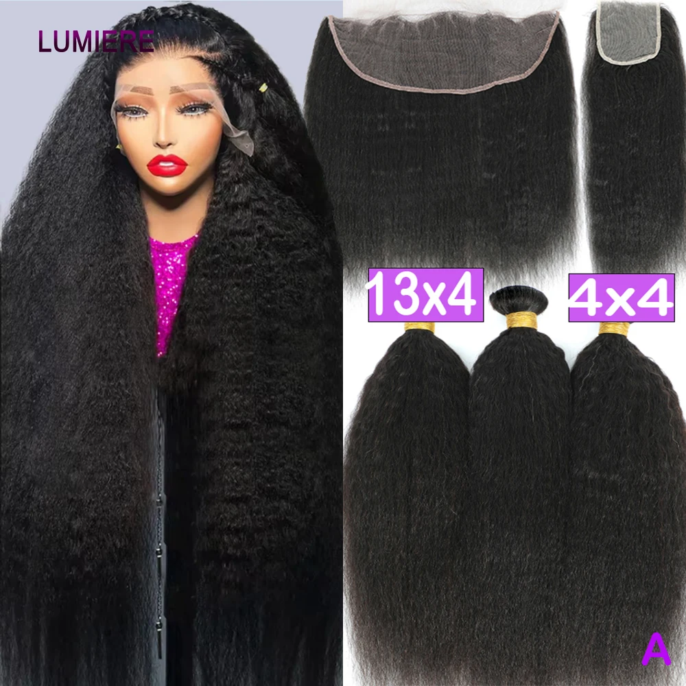 

Kinky Yaki Прямые глубокие вьющиеся волнистые пучки с застежкой Фронтальная HD Прозрачные девственные человеческие волосы 3/4 Пучок наращивания волос 18A