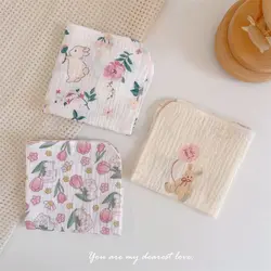 Floral Print Baby Face Towel Cotton Square Children's Absorbent Handkerchief Infant Bib Feeding Burp Cloths Soft Saliva Towel