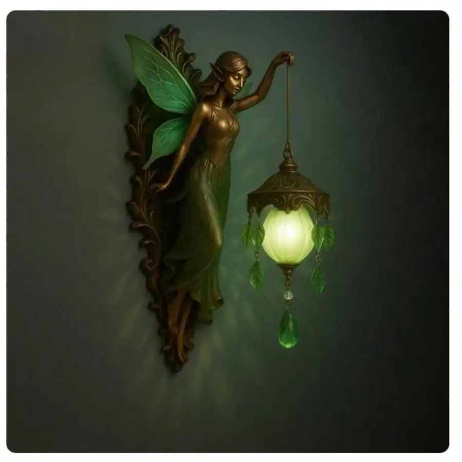 

9.84-Inch Mermaid And Fairy Wall Lamp | Vintage Night Light With Elegant Mermaid Tail Design, Soft Glow Illumination, Ideal For