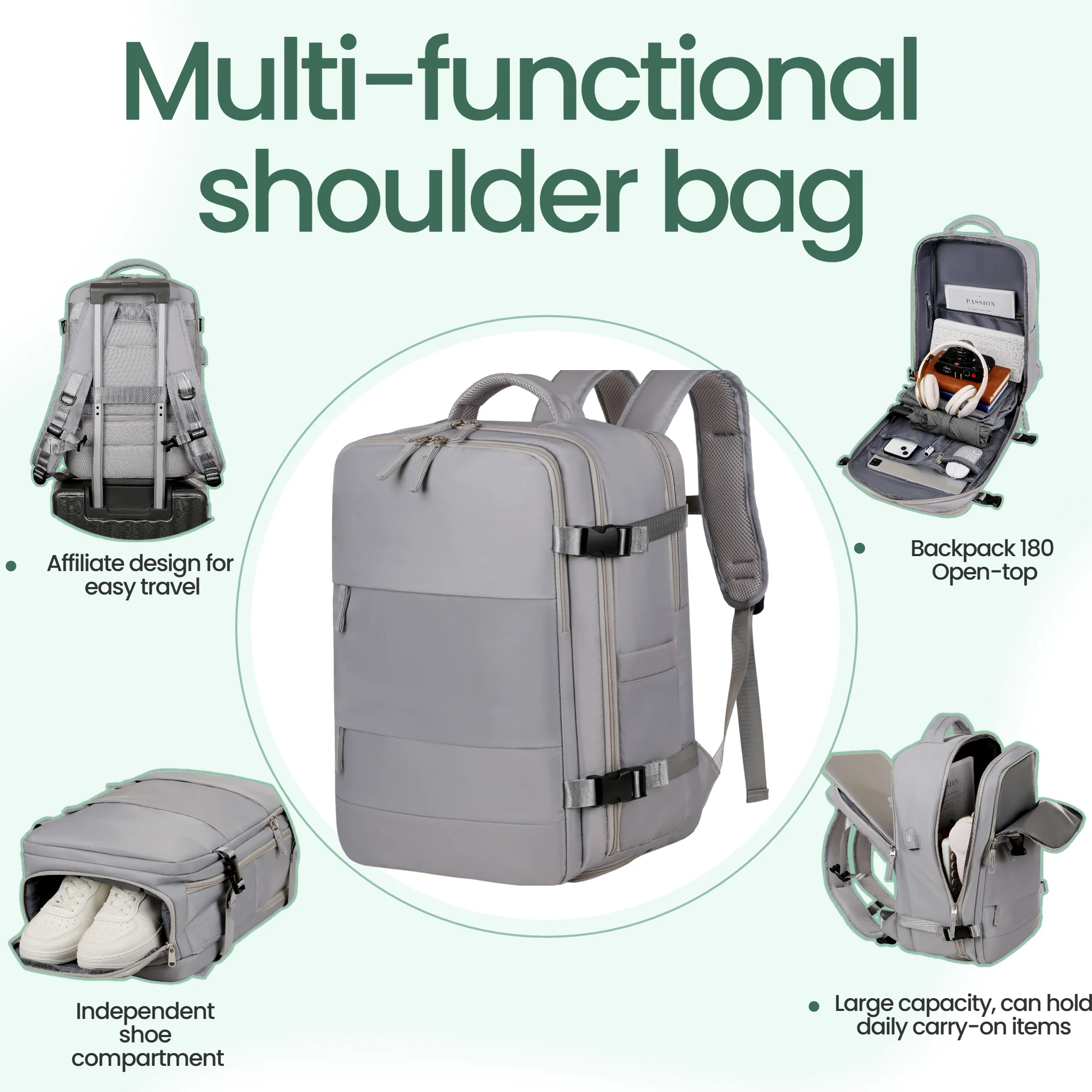 

Graceful Stylish Multi-color Backpack Adjustable-strap Lightweight for Commute Daily Use Casual Functional Bag