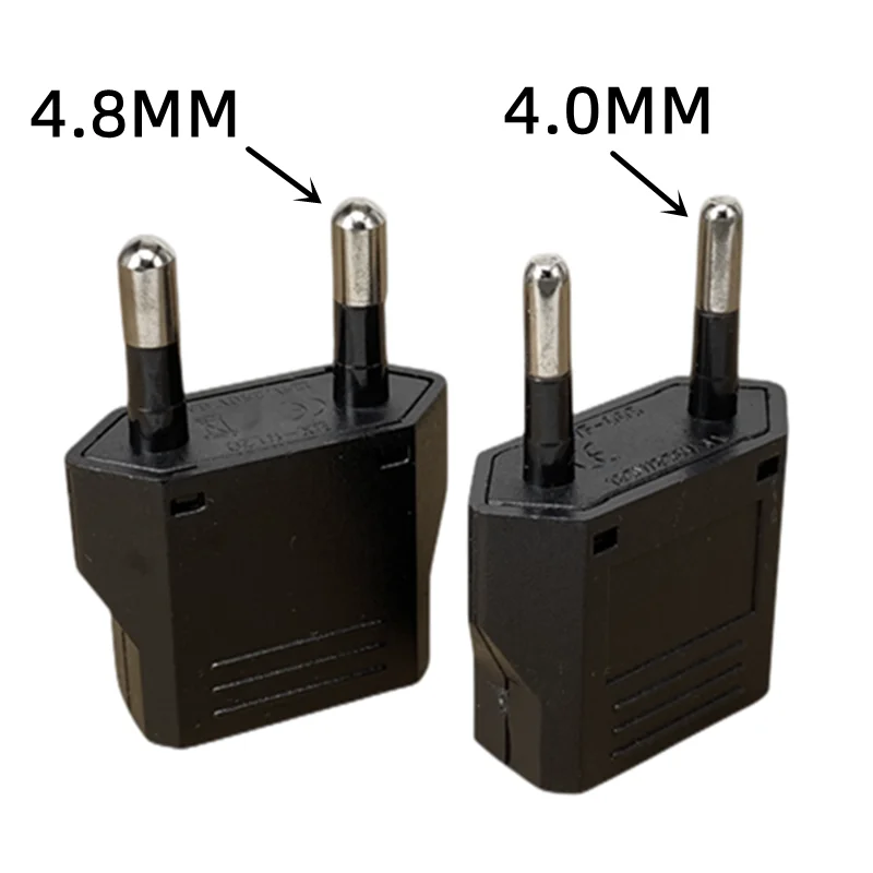 1-100pcs 4.0/4.8mm EU Plug Adapter EU US Israel To Euro KR BR Brazil Plug Converter American Travel Power Adapter Plug Socket