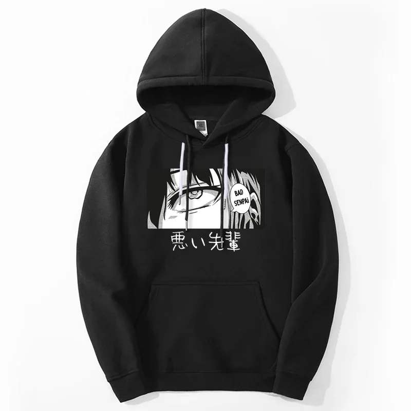 Japanese Anime Sharp Eyes Hoodies Print Manga Graphic Hoody Tops Harajuku Hip Hop Casual Streetwear Hooded Sweatshirts Outerwear