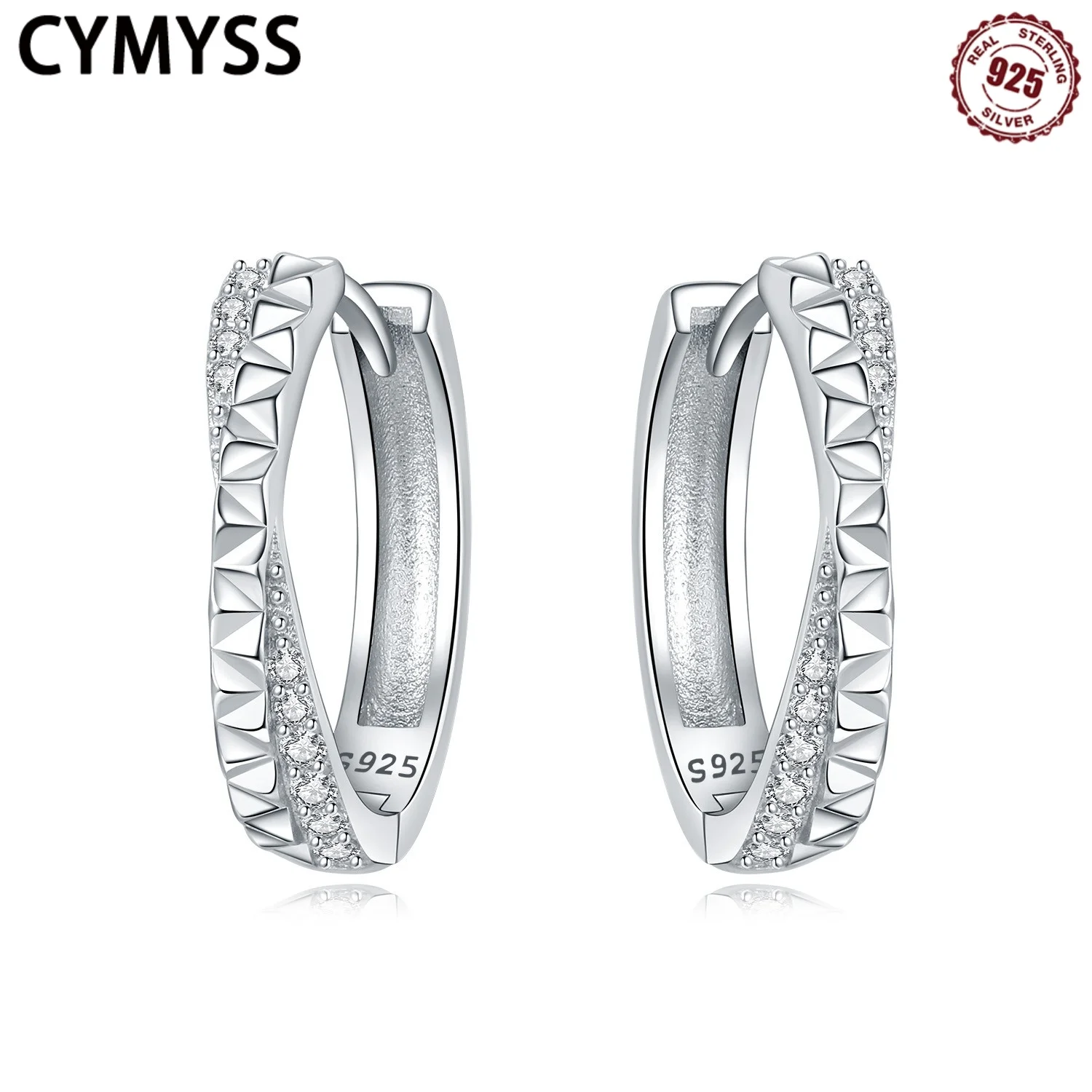 

CYMYSS 2025 New S925 Sterling Silver Texture Earrings Boutique Wedding Birthday Party Jewellery Gifts Trend Women's Earrings
