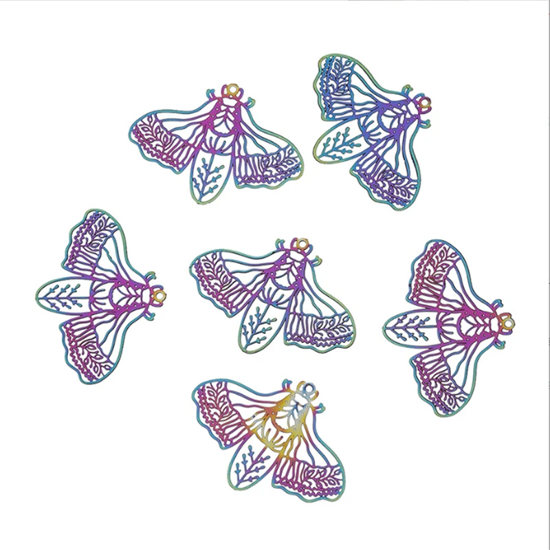 20Pcs/Lot New Creative Stainless Steel Hollow Animal Butterfly Charms Connectors DIY for Earrings Jewelry Findings Accessories