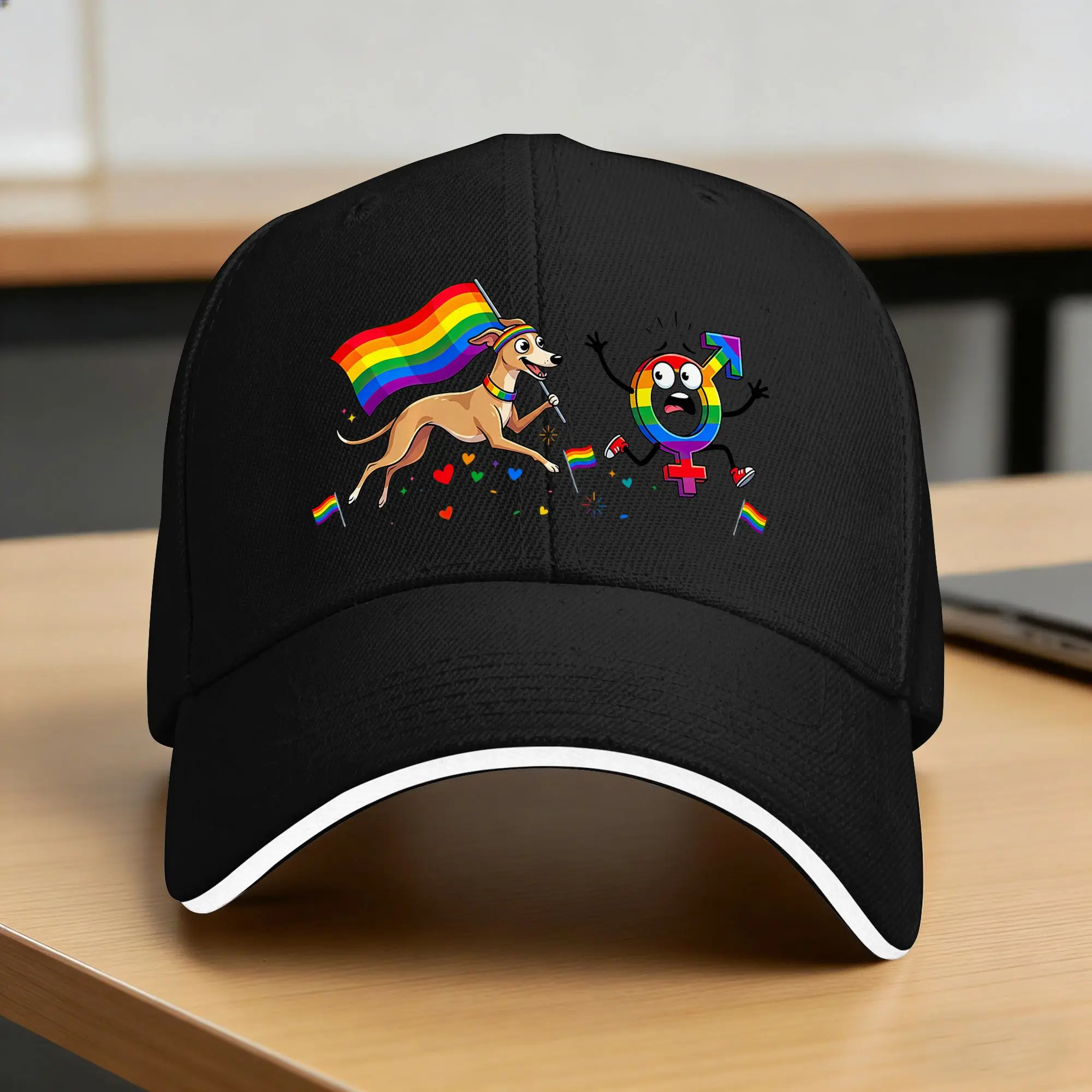 Funny Whippet LGBT Rainbow Lesbian Gay Pride Women Men Sun Baseball Cap  Summer Hat For Men Baseball Caps
