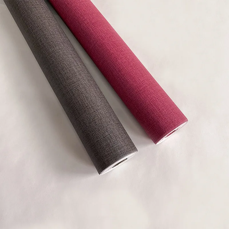 Japanese Linen Grasscloth Wallpaper Home Decoration Pvc Flax Textured Plain Red Wall Papers for Living Room Hotel