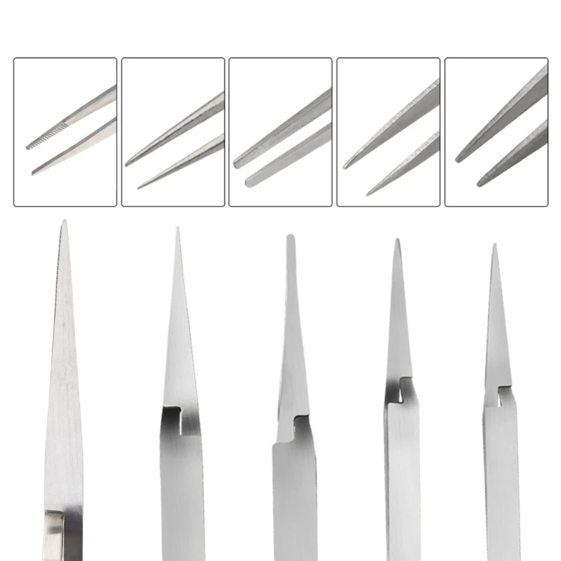 Cross Lock Stainless Steel High-precision Tweezers Reverse Action Tweezers Maintenance Hand Tools for Household KXRE