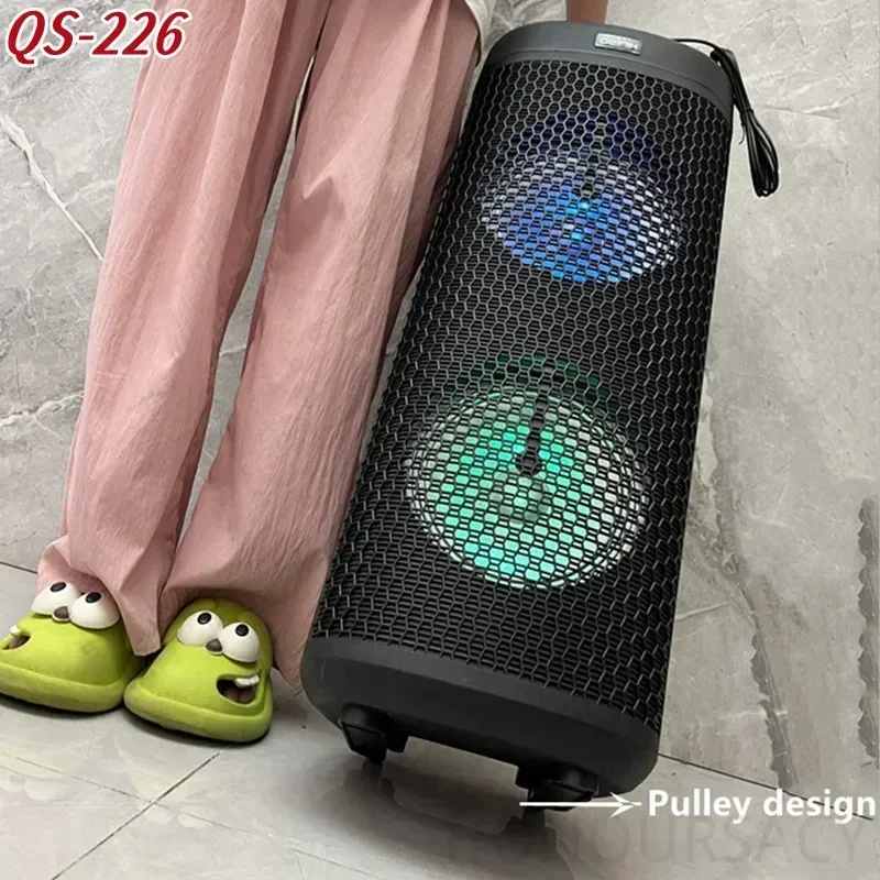 

Dual 8 Inch Horn High-power Wireless Karaoke Bluetooth Speakers Outdoors Portable Stereo Soundbox Column With Wired Microphone