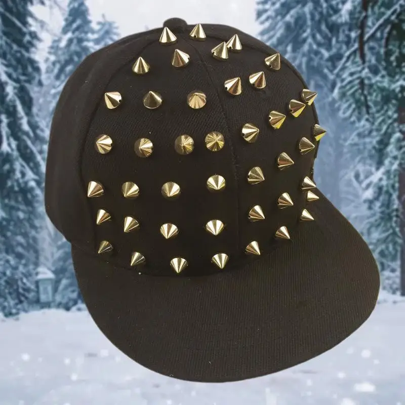 Men And Women's Rivet Flat Hat Punk Rock Hip Hop Stud Baseball Caps Y2K Outdoor Personalized Hat