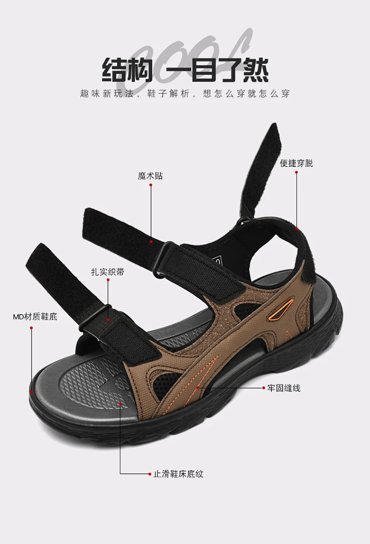 Herren-Sportsandalen, Outdoor, Wandern, wasserdicht, Strandsport, Herren-Sandalen, Sommer, offene Zehen, verstellbare Schnürsenkel – Detail 6