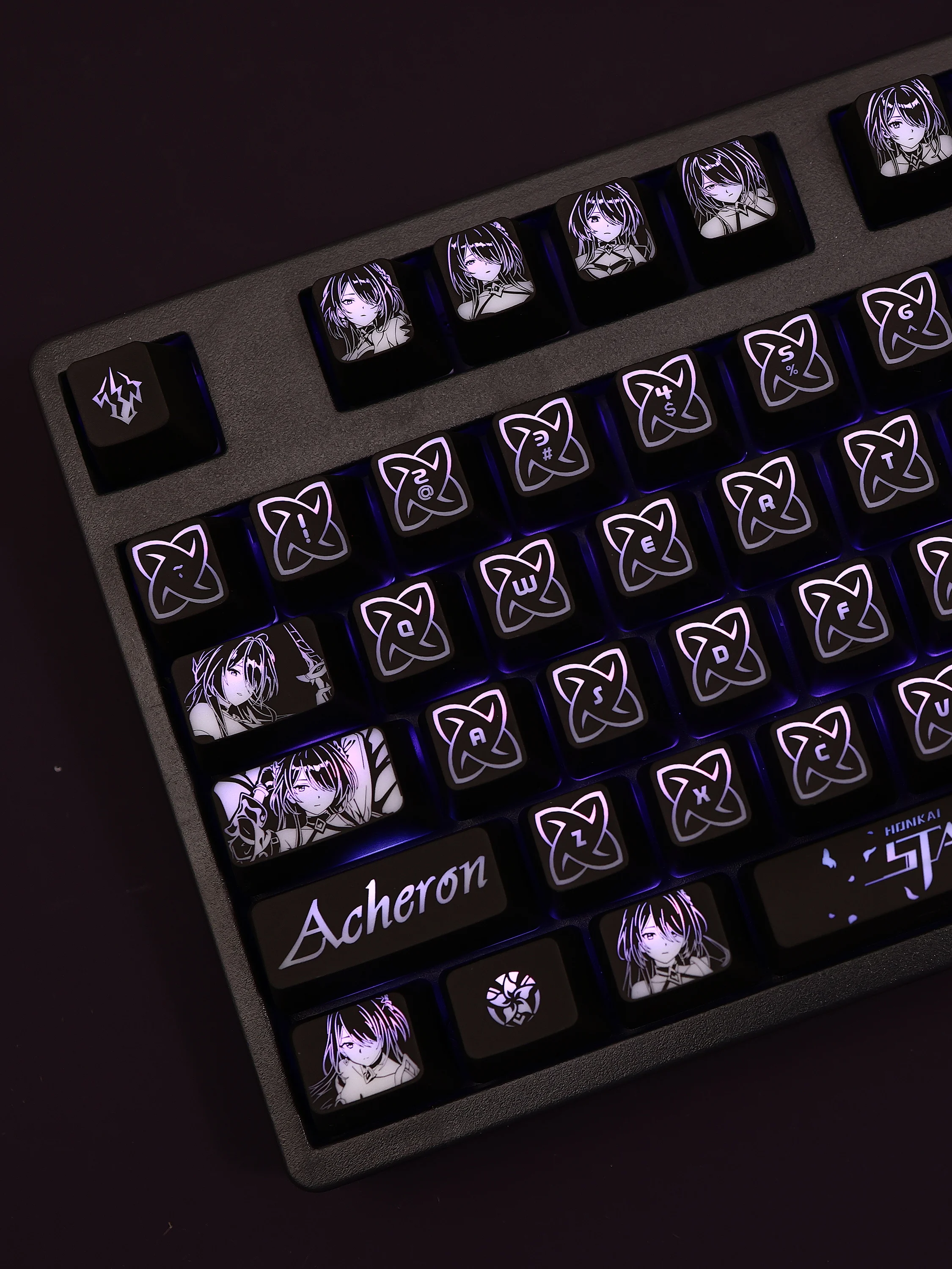 

104 Keys/Set Acheron Honkai: Star Rail Backlit Keycaps PC Coating for Logitech G512 Razer BlackWidow Huntsman Corsair K70 K95