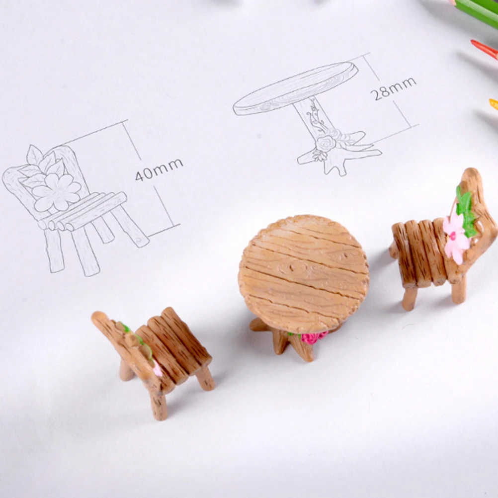 

3pcs Mini Succulent Plants Decoration Set Resin Micro Landscape Modeling Ornament For Home Garden Bonsai Diy Wood Table Chair